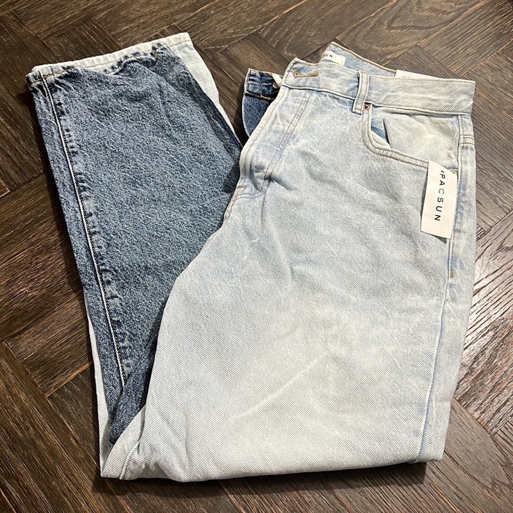 High rise straight pacsun color block jeans